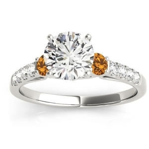 Diamond and Citrine Three Stone Engagement Ring 14k White Gold 0.43ct - All