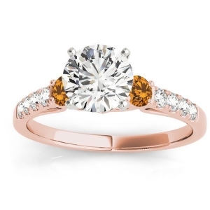 Diamond and Citrine Three Stone Engagement Ring 14k Rose Gold 0.43ct - All