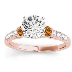 Diamond and Citrine Three Stone Engagement Ring 18k Rose Gold 0.43ct - All