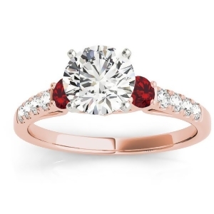 Diamond and Ruby Three Stone Engagement Ring 14k Rose Gold 0.43ct - All