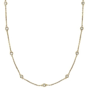 Diamond Station Necklace Bezel-Set in 14k Yellow Gold 0.50 ctw - All