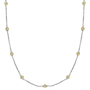 Fancy Yellow Canary Diamond Station Necklace 14k White Gold 0.50ct - All