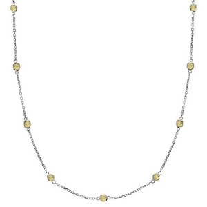 Fancy Yellow Canary Diamond Station Necklace 14k White Gold 1.00ct - All