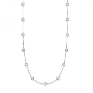 36 Inch Long Diamond Station Necklace Strand 14k White Gold 8.00ct - All