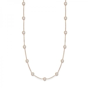 36 Inch Long Diamond Station Necklace Strand 14k Rose Gold 8.00ct - All
