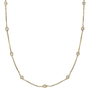 Diamond Station Necklace Bezel-Set in 14k Yellow Gold 1.00ctw - All