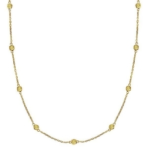 Fancy Yellow Canary Diamond Station Necklace 14k Gold 0.33ct - All