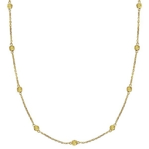 Fancy Yellow Canary Diamond Station Necklace 14k Gold 0.50ct - All
