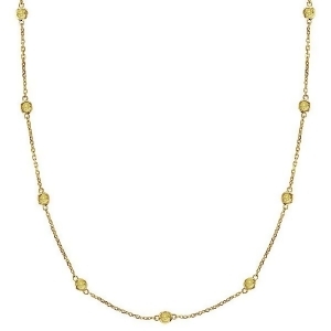 Fancy Yellow Canary Diamond Station Necklace 14k Gold 0.75ct - All