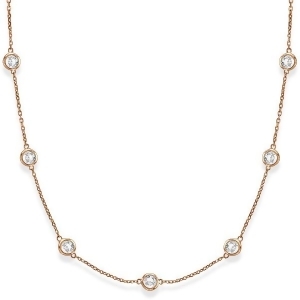 Diamond Station Necklace Bezel-Set in 14k Rose Gold 5.00ct - All