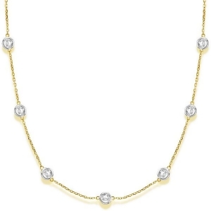 Diamond Station Necklace Bezel-Set in 14k Two Tone Gold 5.00ct - All