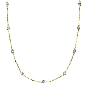 Diamond Station Necklace Bezel-Set in 14k Two Tone Gold 0.50ct - All