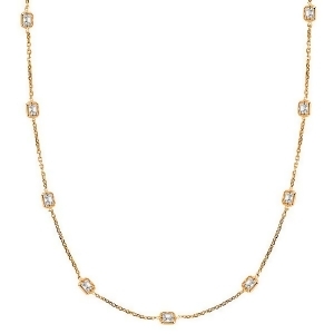 Asscher-cut Fancy Diamond Station Necklace 14k Rose Gold 4.00ct - All