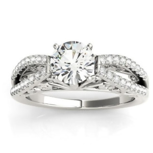Diamond Split Shank Engagement Ring Setting 14K White Gold 0.27ct - All