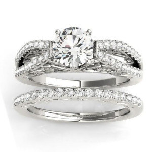 Diamond Split Shank Bridal Set Setting 14K White Gold 0.55ct - All