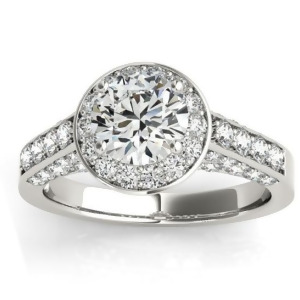 Diamond Accented Halo Engagement Ring Setting 14K White Gold 0.65ct - All