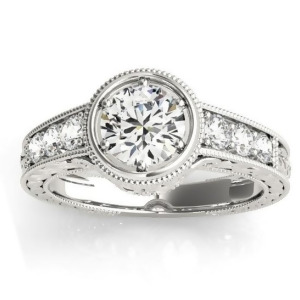 Diamond Antique Style Engagement Ring Setting 14K White Gold 0.24ct - All