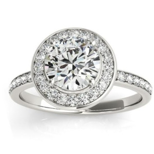 Diamond Halo Engagement Ring Setting 14K White Gold 0.29ct - All