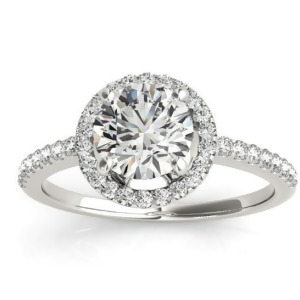 Diamond Accented Halo Engagement Ring Setting 14K White Gold 0.33ct - All