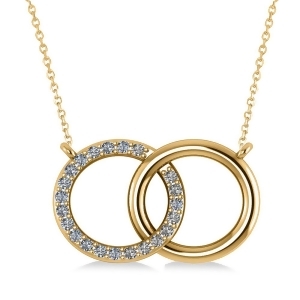 Interlocking Circular Diamond Pendant Necklace 14k Yellow Gold 0.33ct - All