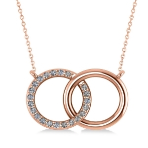 Interlocking Circular Diamond Pendant Necklace 14k Rose Gold 0.33ct - All