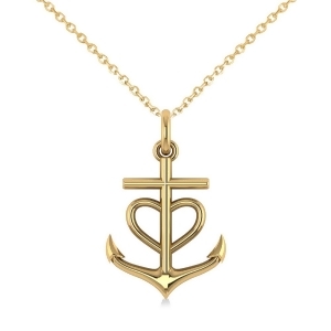 Anchor and Heart Pendant Necklace 14k Yellow Gold - All