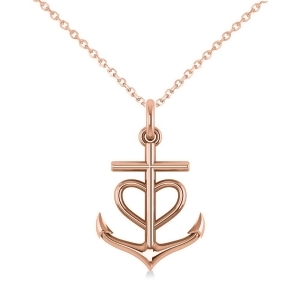 Anchor and Heart Pendant Necklace 14k Rose Gold - All