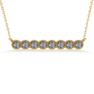 Diamond Bar Bezel Set Pendant Necklace 14k Yellow Gold 0.40ct - All