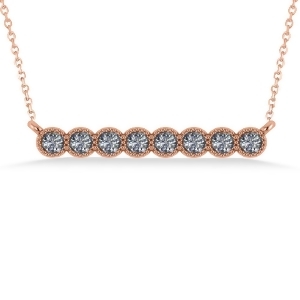 Diamond Bar Bezel Set Pendant Necklace 14k Rose Gold 0.40ct - All