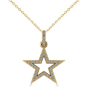 Star Shaped Diamond Pendant Necklace 14k Yellow Gold 0.36ct - All