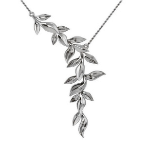 Vine Leaf Pendant Necklace 14k White Gold - All