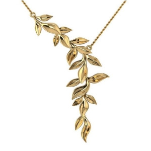 Vine Leaf Pendant Necklace 14k Yellow Gold - All