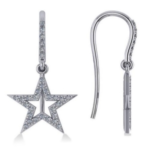 Dangle Diamond Star Earrings 14k White Gold 0.62ct - All