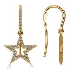 Dangle Diamond Star Earrings 14k Yellow Gold 0.62ct - All