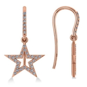Dangle Diamond Star Earrings 14k Rose Gold 0.62ct - All