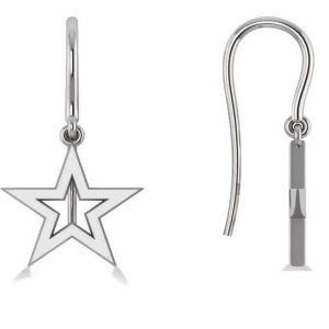 Dangle Star Earrings 14k White Gold - All