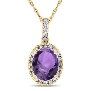 Amethyst and Halo Diamond Pendant Necklace in 14k Yellow Gold 2.00ct - All