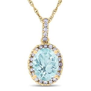 Aquamarine and Halo Diamond Pendant Necklace in 14k Yellow Gold 2.00ct - All