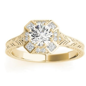 Diamond Antique Style Engagement Ring Setting 14K Yellow Gold 0.21ct - All