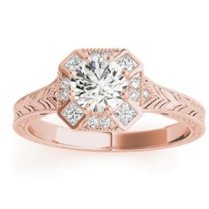 Diamond Antique Style Engagement Ring Setting 14K Rose Gold 0.21ct - All