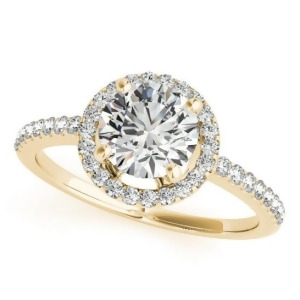 Round Diamond Halo Engagement Ring 14K Yellow Gold 0.83ct - All