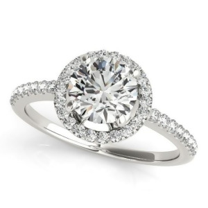 Round Diamond Halo Engagement Ring 18K White Gold 0.83ct - All