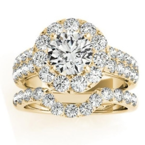 Diamond Accented Halo Bridal Set Setting 14K Yellow Gold 1.31ct - All