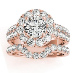 Diamond Accented Halo Bridal Set Setting 14K Rose Gold 1.31ct - All