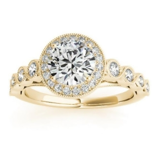 Diamond Halo Swirl Engagement Ring Setting 14K Yellow Gold 0.36ct - All