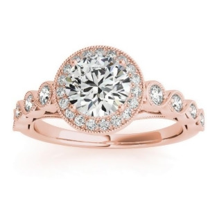 Diamond Halo Swirl Engagement Ring Setting 14K Rose Gold 0.36ct - All