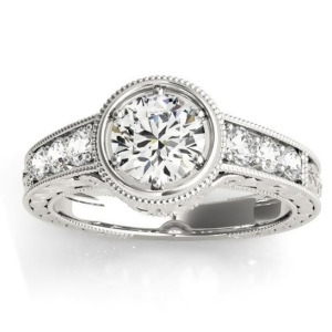 Diamond Antique Style Engagement Ring Setting 18K White Gold 0.24ct - All
