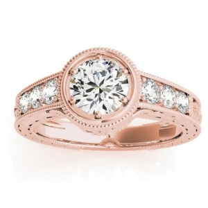 Diamond Antique Style Engagement Ring Setting 18K Rose Gold 0.24ct - All