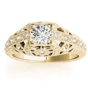 Diamond Antique Style Engagement Ring Setting 14K Yellow Gold 0.12ct - All