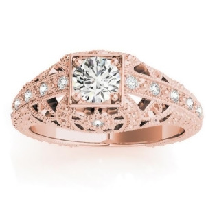 Diamond Antique Style Engagement Ring Setting 14K Rose Gold 0.12ct - All